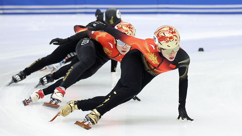 中国短道速滑队在京进行公开训练